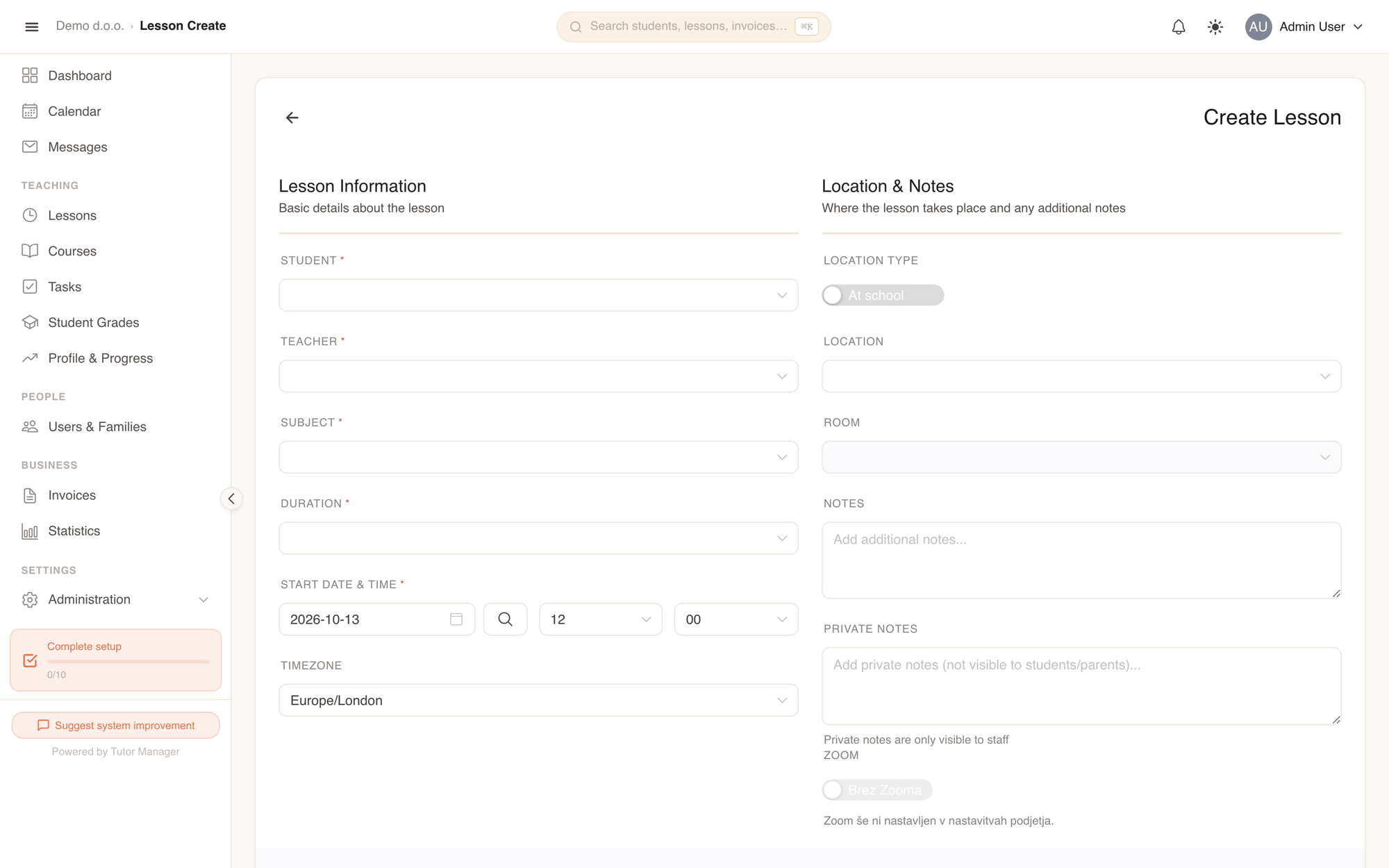 Creating a new lesson