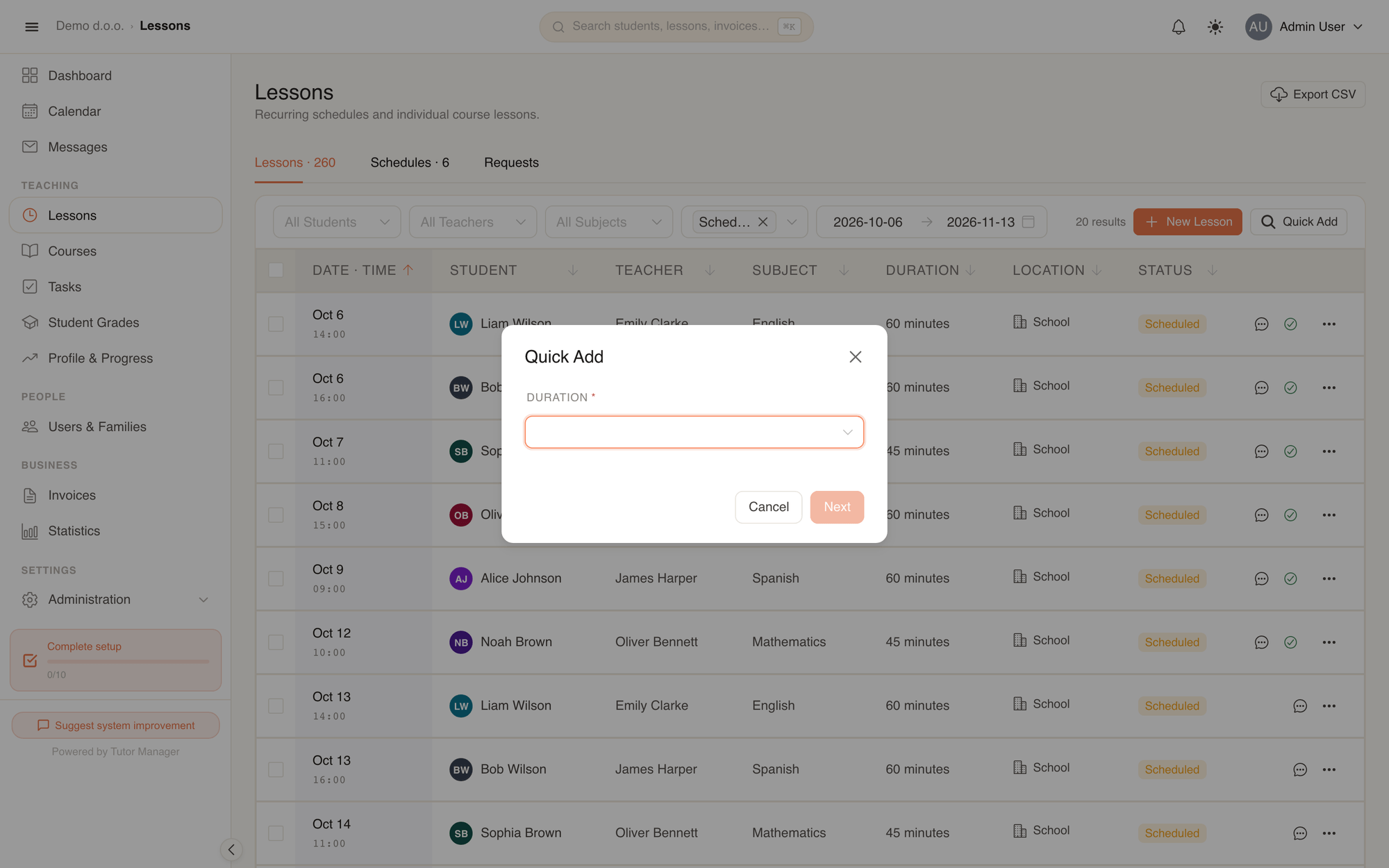 Quick Add: choose the duration first